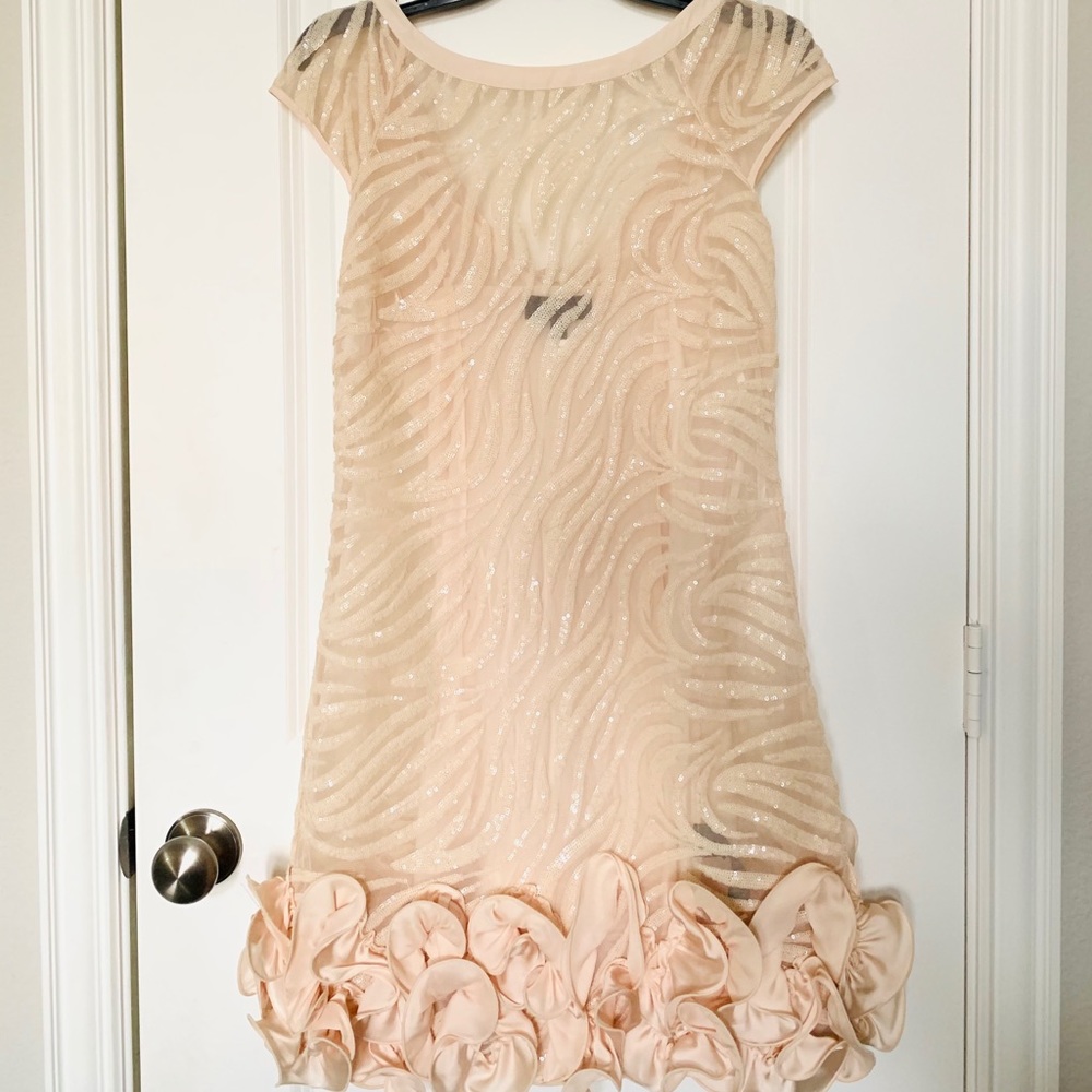 Jessica Simpson Women's Sequined Cap Sleeve Ruffle